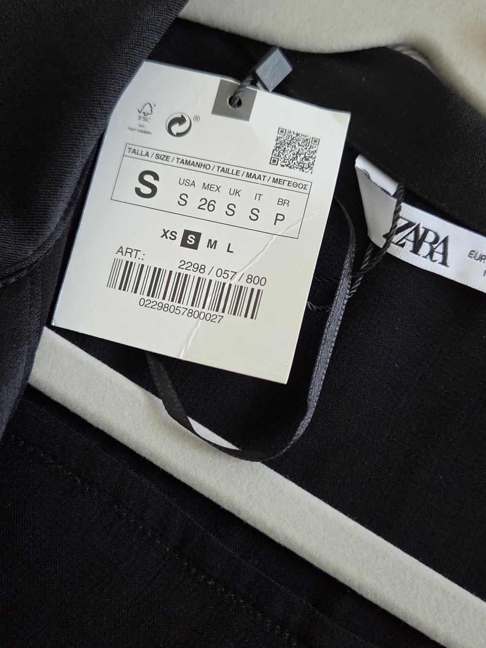 Zara Black Satin Rauched-Front Long-Sleeve Crop Blouse - Picture 11 of 11